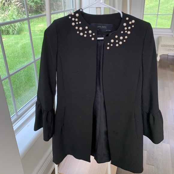 Zara Jackets & Blazers - Zara Pearl detailed black jacket